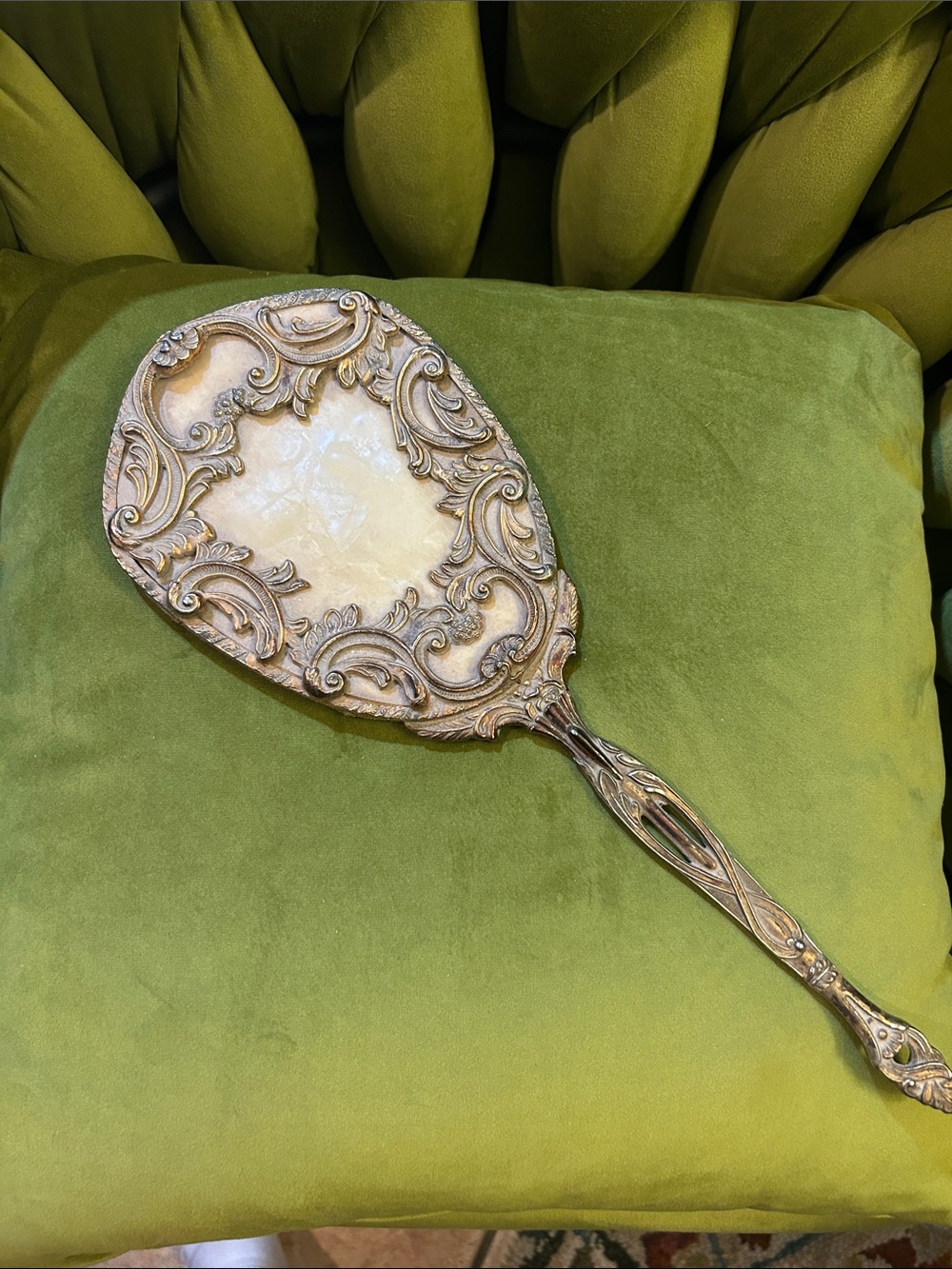 Mirror Vintage Antique Ornate Hand mirror, 14” - Picture 2 of 7